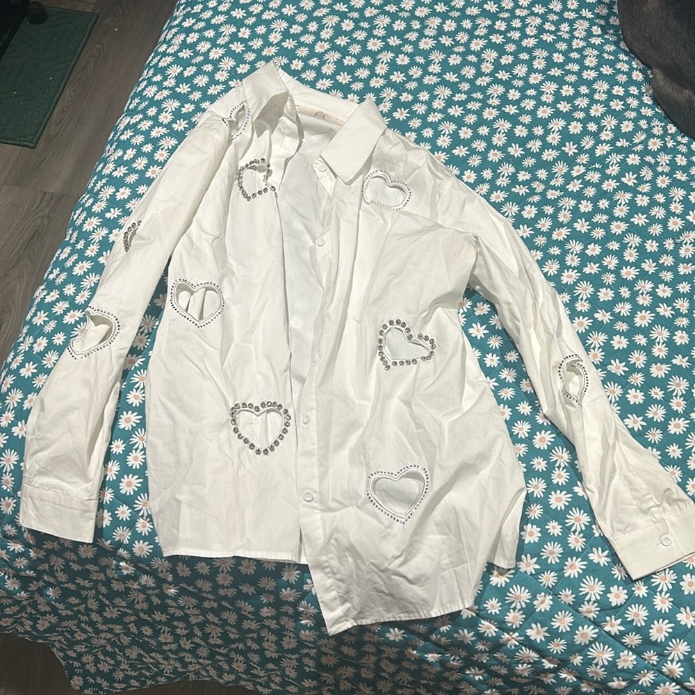 Super cute heart cut out blouse